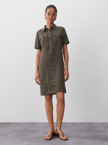 Lniana sukienka w kolorze khaki