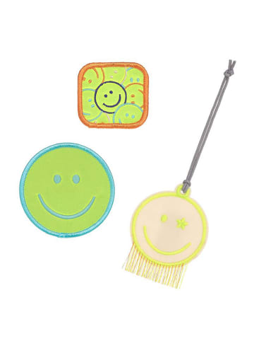 3tlg. Patches-Set "Smile" in Grün/ Gelb