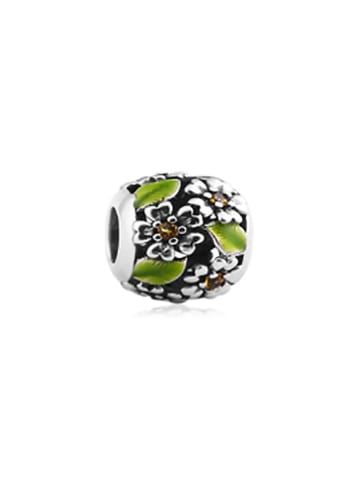 Zilveren bead met edelstenen