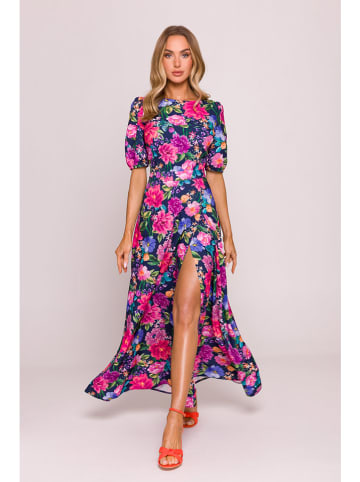 Kleid in Dunkelblau/ Pink