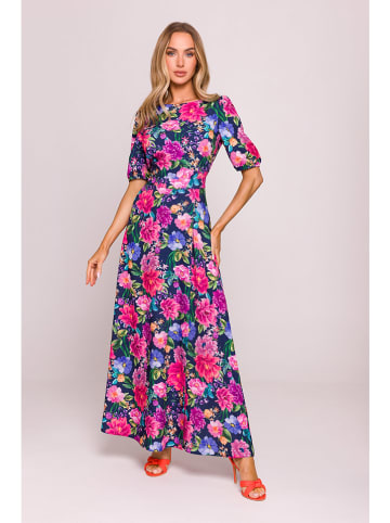 Jurk donkerblauw/roze