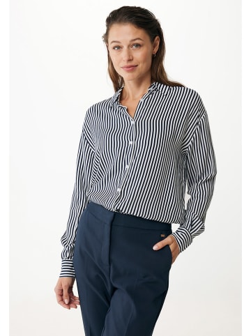 Blouse wit/donkerblauw