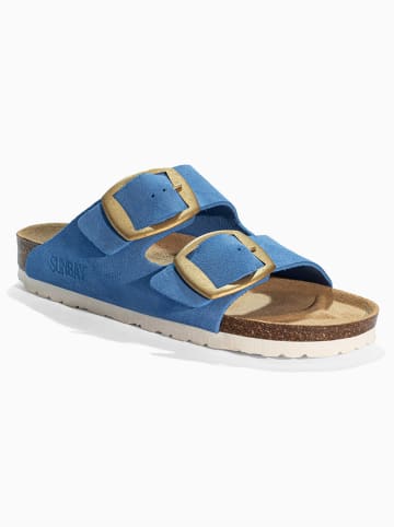 Leren slippers "Calen" blauw