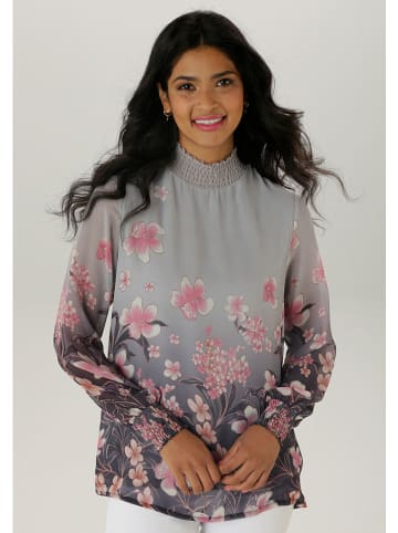 Blouse grijs/lichtroze
