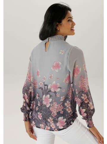 Blouse grijs/lichtroze