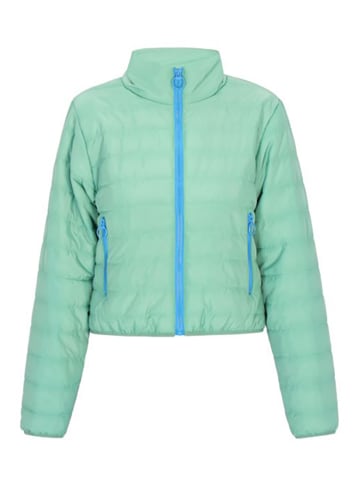 Doorgestikte jas mintgroen/blauw