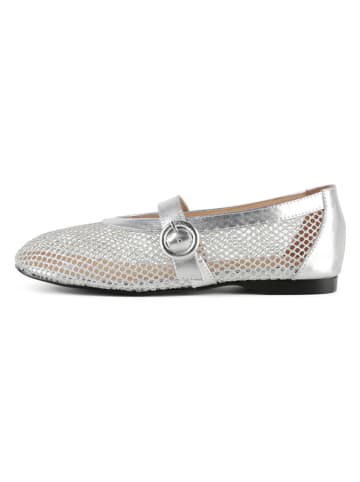 Leder-Ballerinas in Silber