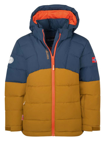 Winterjas "Gryllefjord" donkerblauw/lichtbruin