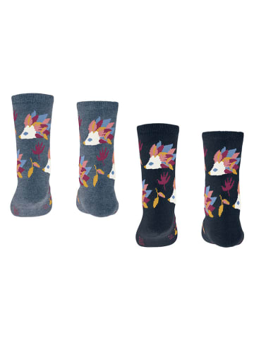 2er-Set: Socken "Hedgehog" in Schwarz/ Grau