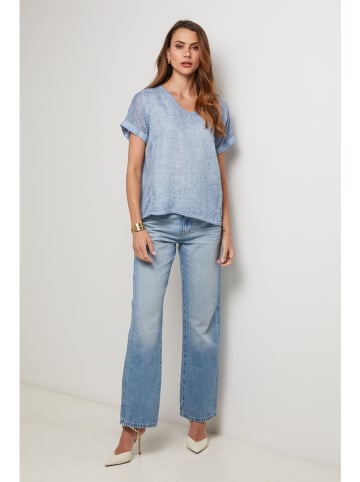 Leinen-Shirt in Hellblau