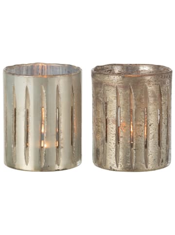 2er-Set: Windlichter ''Linie in Gold - (H)15,5 x Ø 13 cm
