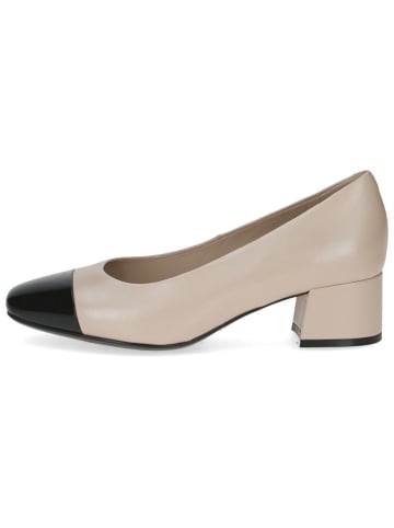 Leder-Pumps in Beige/ Schwarz