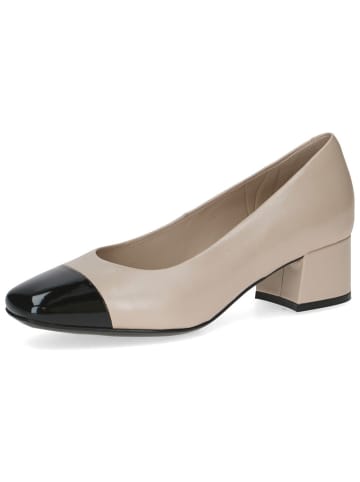 Leder-Pumps in Beige/ Schwarz