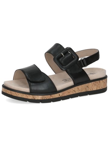 Leder-Keilsandaletten in Schwarz