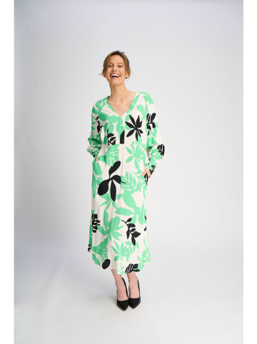 Jurk groen/wit/zwart