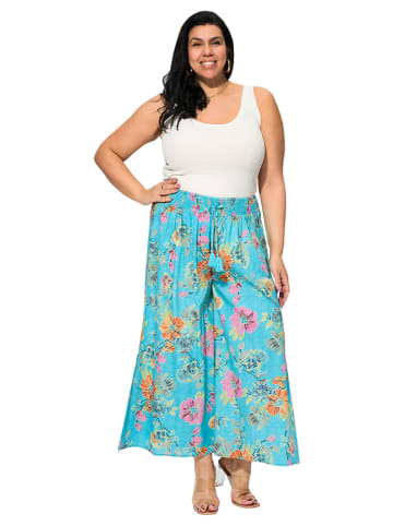 Broek turquoise/meerkleurig