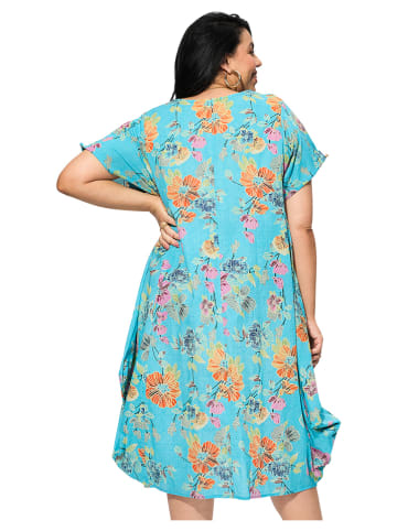 Jurk turquoise/meerkleurig