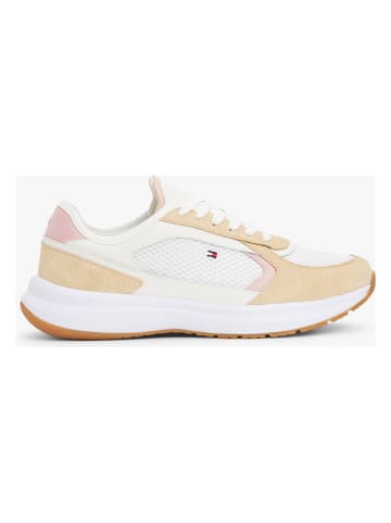 Skórzane sneakersy w kolorze biało-beżowym