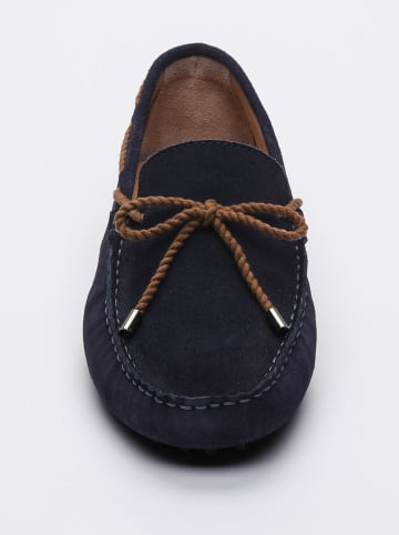 Leren mocassins "Butler" donkerblauw