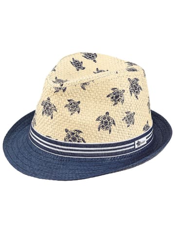 Strohhut "Schildkröte" in Beige/ Dunkelblau