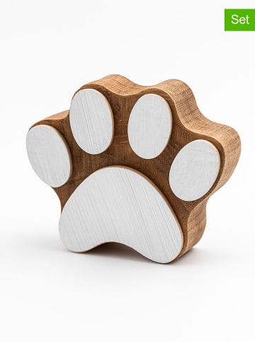Stemple (2 szt.) "Paw" w kolorze jasnobrązowo-białym - 5 x 5 cm