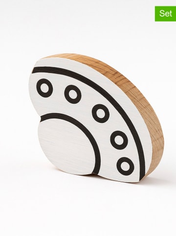 2er-Set: Blockdruck-Stempeln ''UFO'' in Natur/ Weiß - (L)4 x (B)6 cm