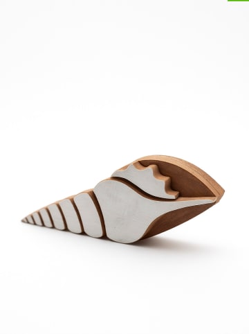 Stemple (2 szt.) "Shell" w kolorze jasnobrązowo-białym - 13 x 5 cm