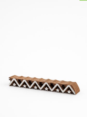 2er-Set: Blockdruck-Stempeln in Natur/ Weiß - (L)18 x (B)2 cm
