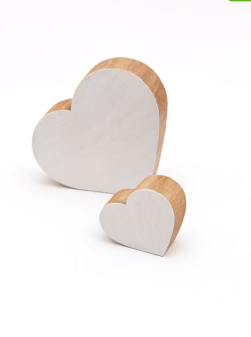 2er-Set: Blockdruck-Stempeln ''Heart'' in Natur/ Weiß - (L)9 x (B)7 cm