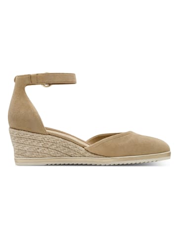 Leder-Keilpumps in Beige