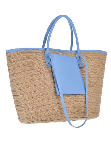 Shopper in Natur/ Blau - (B)53 x (H)30 cm