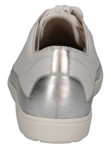 Leder-Sneakers in Weiß/ Silber