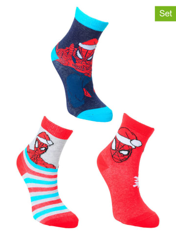 3er-Set: Socken "Spiderman" in Blau/ Rot in Rot/ Dunkelblau/ Hellblau