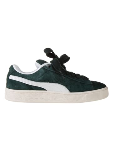 Leder-Sneakers in Grün/ Weiß