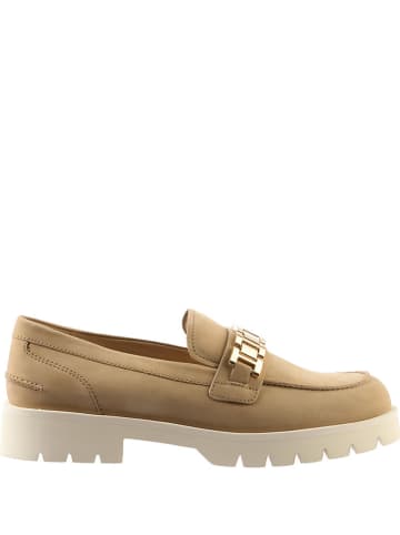 Leder-Mokassins in Beige