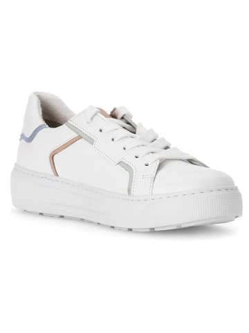 Leder-Sneakers in Weiß/ Bunt