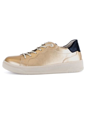 Leren sneakers goudkleurig/zwart