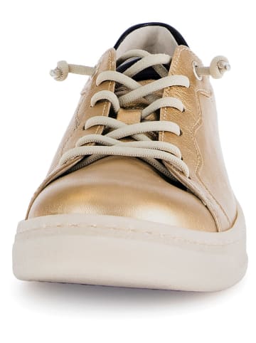 Leren sneakers goudkleurig/zwart