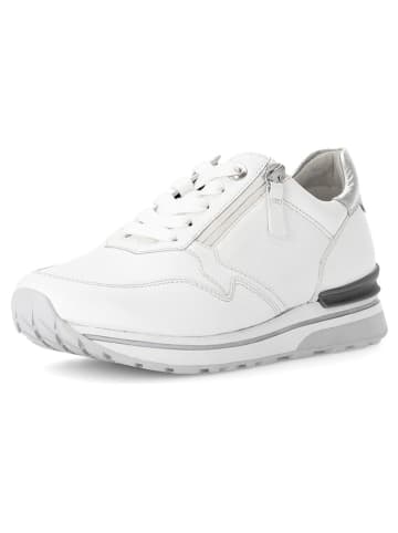 Leder-Sneakers in Weiß/ Silber