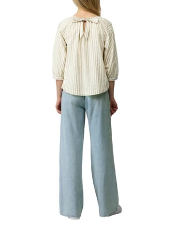 Bluse in Beige/ Weiß