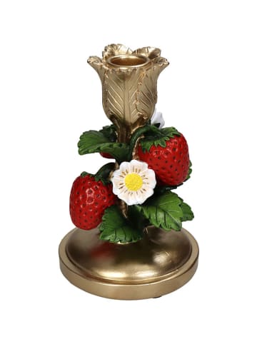 Kerzenhalter ''Strawberry'' in Gold/ Rot/ Grün - (H)16 x Ø 10 cm