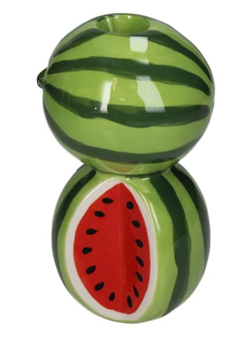 Świecznik "Watermelon" w kolorze zielono-czerwonym - 8,5 x 15,6 x 8,1 cm