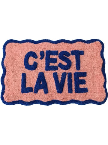 Dywanik łazienkowy "C'est la vie" w kolorze jasnoróżowym - 50 x 80 cm