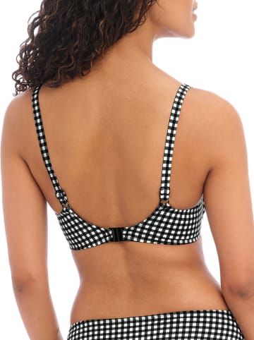 Bikini-Oberteil "Check In" in Schwarz/ Weiß