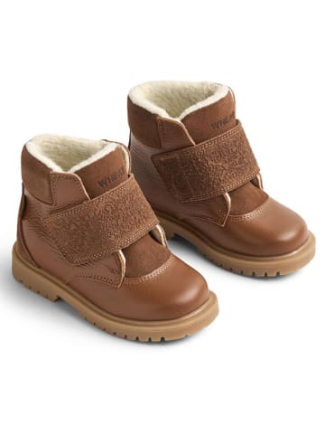 Leder-Winterboots in Hellbraun