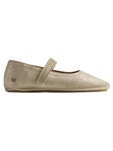 Leder-Ballerinas in Gold