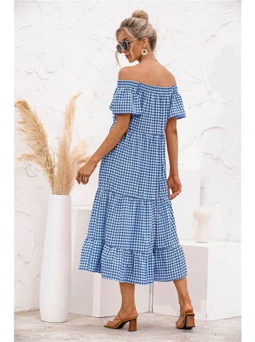 Jurk blauw/wit