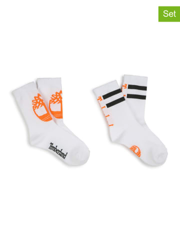 2er-Set: Socken in Weiß/ Orange