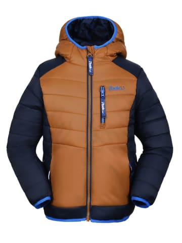 All-season doorgestikte jas "Caspian" donkerblauw/lichtbruin