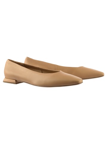 Leren ballerina's beige